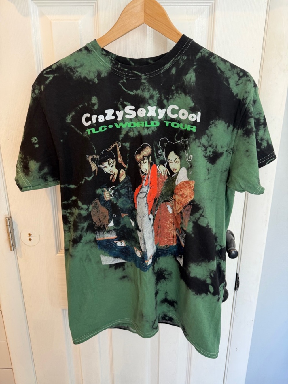 TLC Tie-Dye 'CrazySexyCool' Graphic Tee in Green & Black